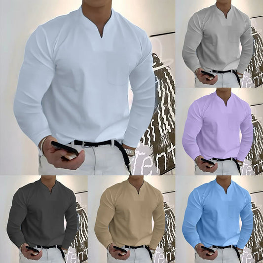 Automn Promotion-49% OFF-💥T-shirt en coton à manches longues à manches longues avec poche