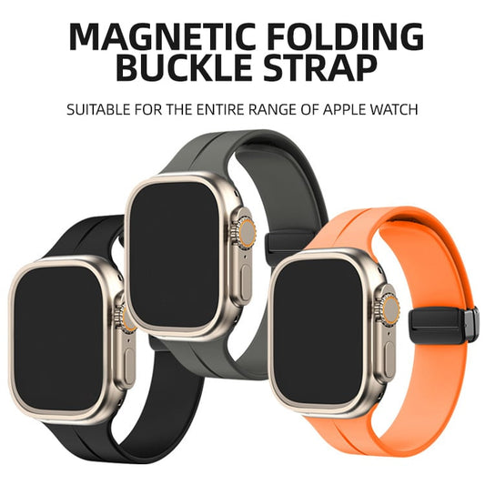 🔥Vente Flash 49% de réduction - Bracelet pliant magnétique en silicone pour Apple Watch Ultra Series 9/8/7/6/SE